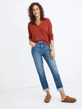 Madewell High-Rise Slim Boyjean in Moorland Wash